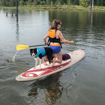 Paddleboarding with dog