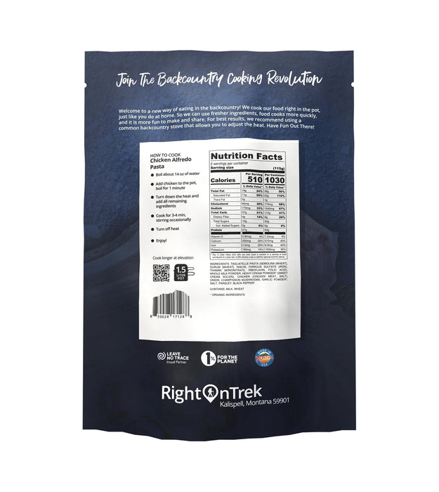 RightOnTrek CHICKEN ALFREDO - 2 SERVINGS - Next Adventure